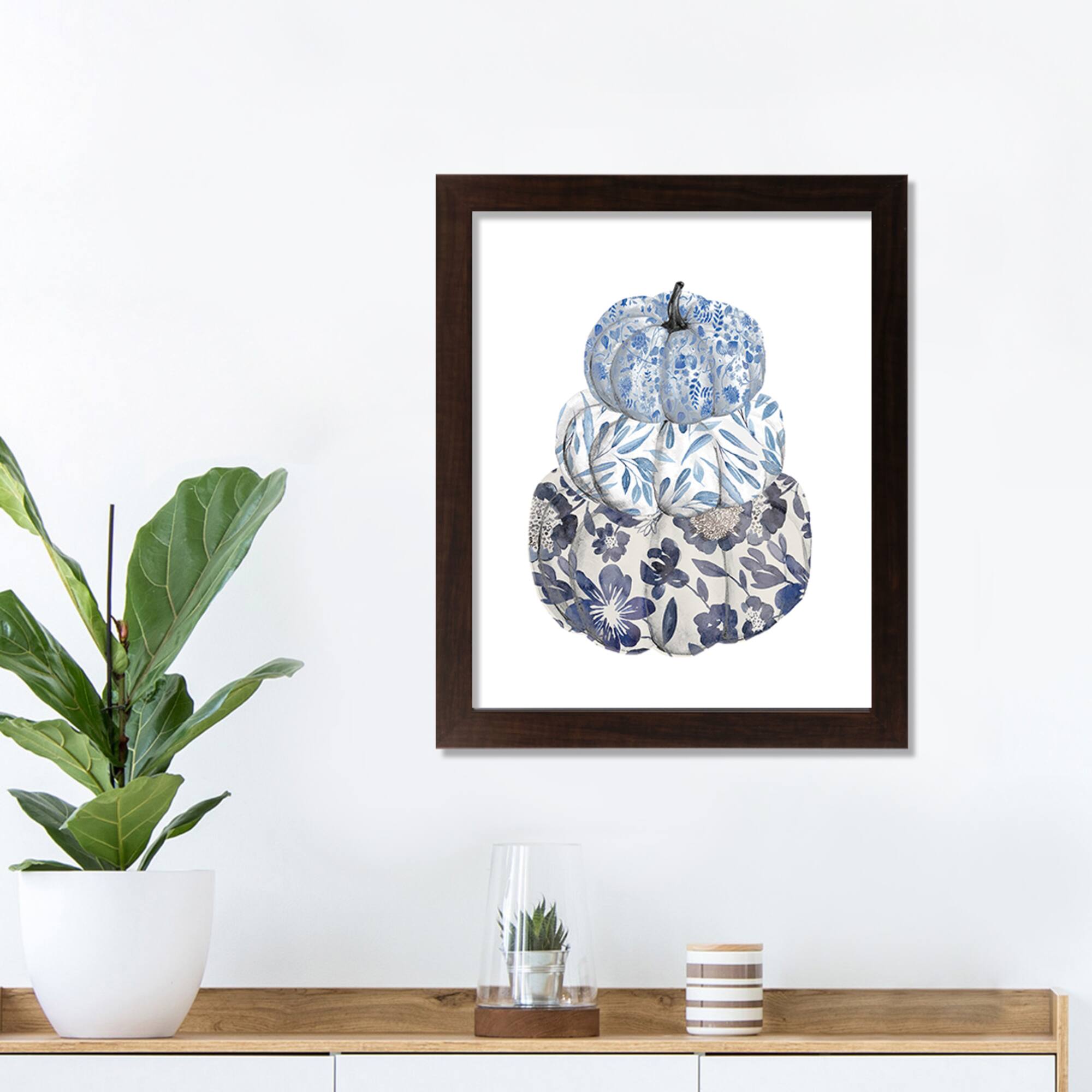 Pumpkin Stack Fall Print in Black Frame